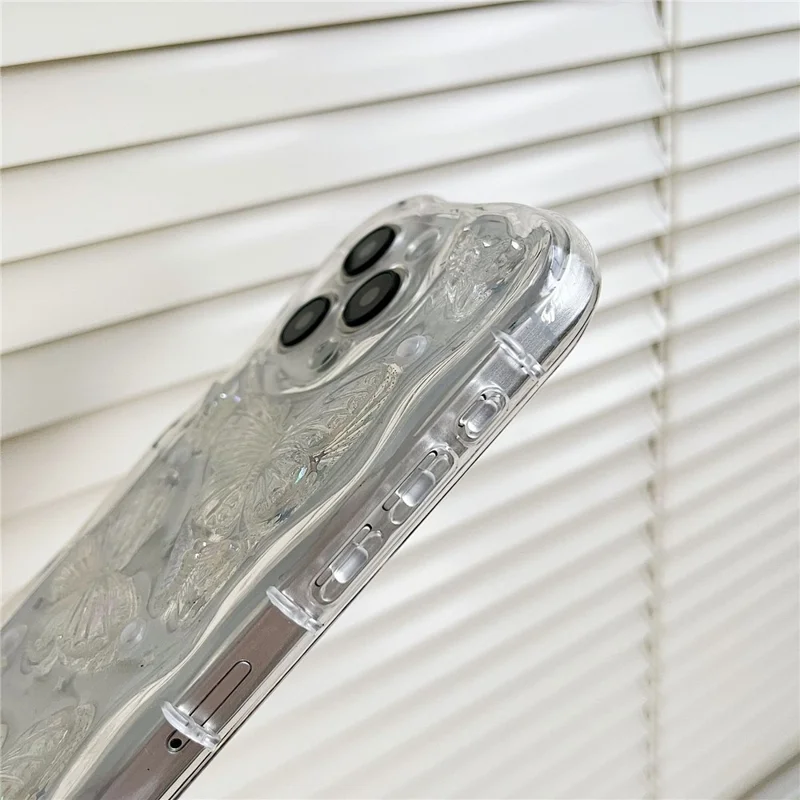 For iPhone 15 Pro Max Case Pearl Butterfly Design Clear TPU Phone Cover