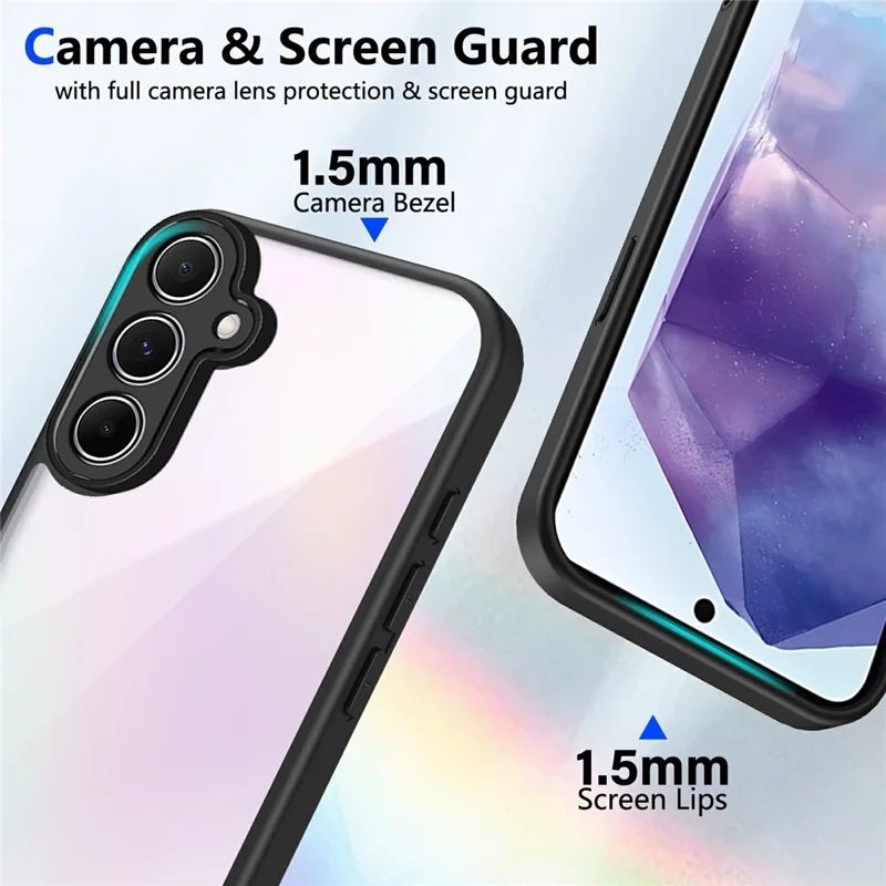 For Samsung Galaxy S25 / S24 Case Matte Skin Touch Clear PC + TPU Shockproof Phone Back Cover - Black