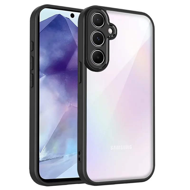 For Samsung Galaxy S25+ Case Matte Skin Touch Clear PC + TPU Shockproof Phone Back Cover - Black