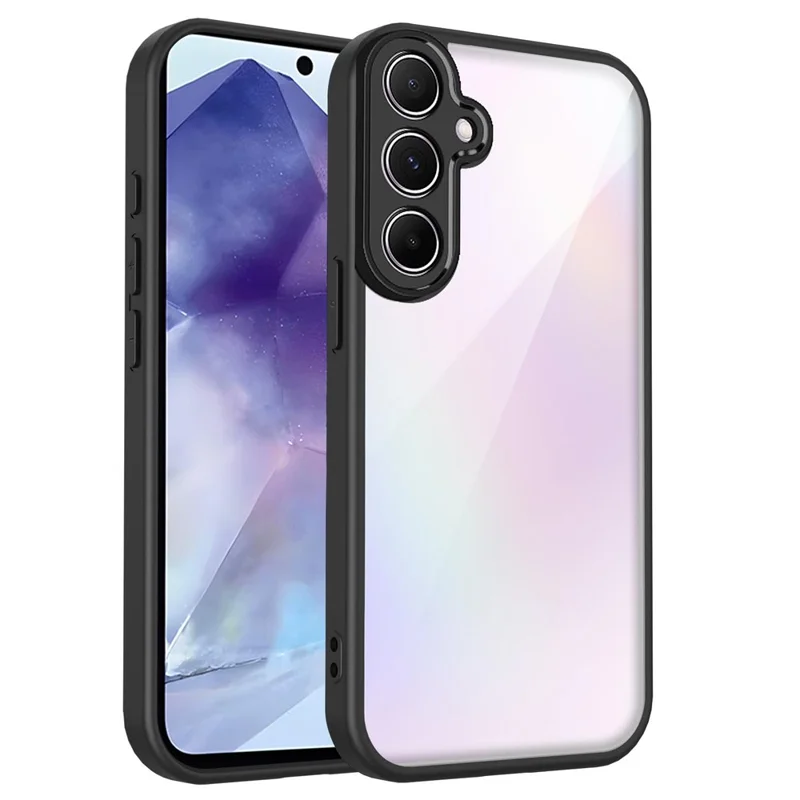 Für Samsung Galaxy S23 FE Hülle Matte Soft-Touch Klare PC + TPU Stoßfeste Handyrückseite - Schwarz