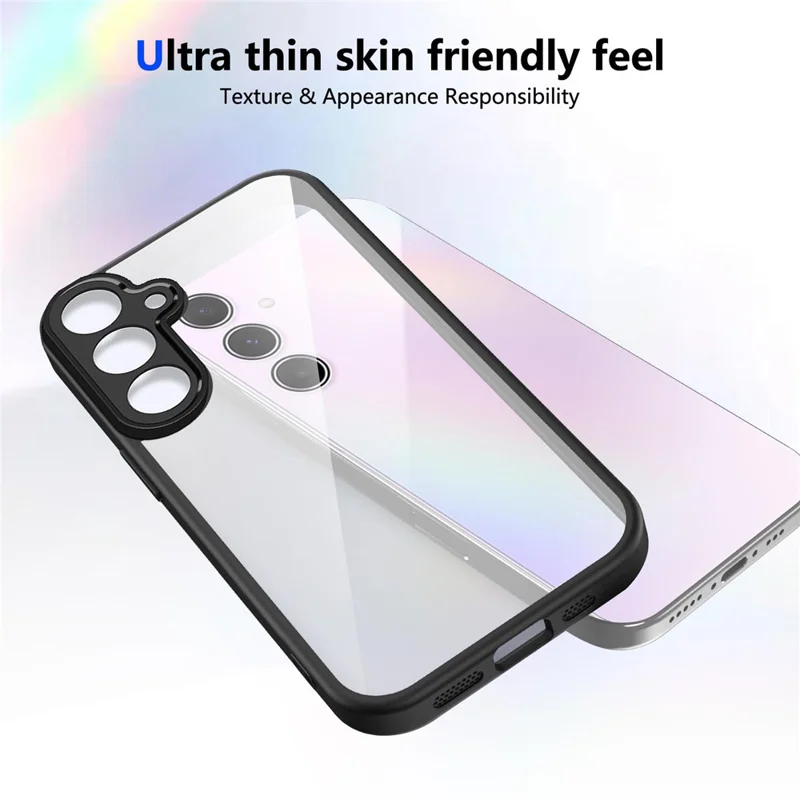 Für Samsung Galaxy S23 FE Hülle Matte Soft-Touch Klare PC + TPU Stoßfeste Handyrückseite - Schwarz