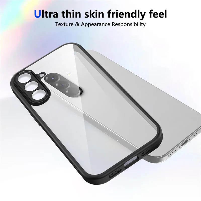 Funda para Samsung Galaxy A17 5G Acabado Mate Tacto Suave Transparente PC + TPU Antichoque Cubierta Trasera del Teléfono - Negro