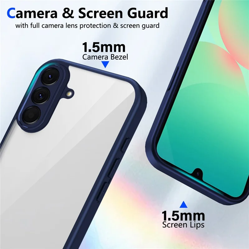 For Samsung Galaxy A26 5G Case Matte Skin Touch Clear PC + TPU Shockproof Phone Back Cover - Blue