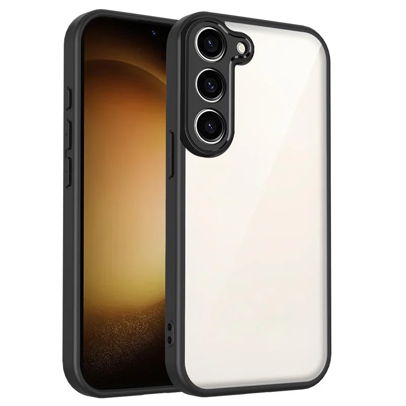 For Samsung Galaxy S23 Case Matte Skin Touch Clear PC + TPU Shockproof Phone Back Cover - Black