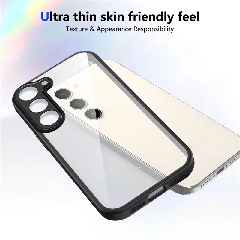 For Samsung Galaxy S23 Case Matte Skin Touch Clear PC + TPU Shockproof Phone Back Cover - Black