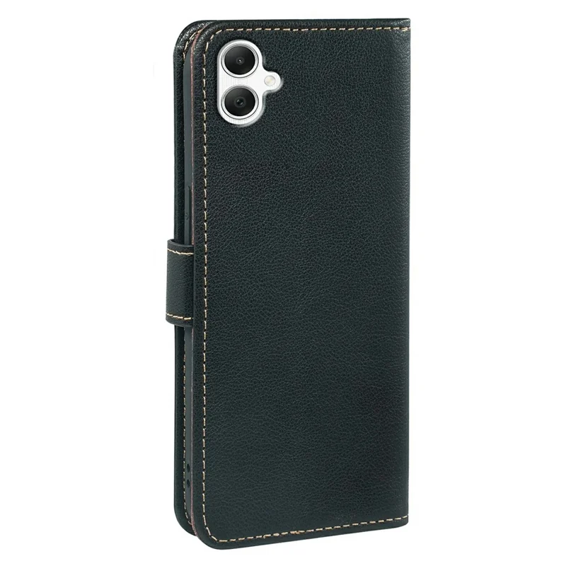 Cover a portafoglio per Samsung Galaxy A07 con blocco RFID, texture Litchi, in pelle, con chiusura magnetica - Nero
