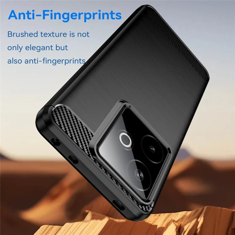 Capa para Realme GT 7 5G / 7T 5G Protetora com Textura de Fibra de Carbono Escovada - Preto