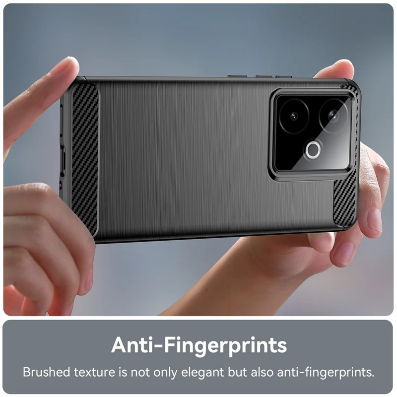 Capa para Realme GT 7 5G / 7T 5G Protetora com Textura de Fibra de Carbono Escovada - Preto