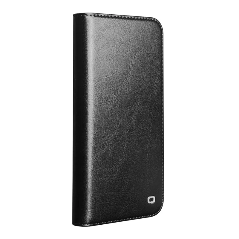 QIALINO Pour iPhone 17 Étui Portefeuille avec Support en Cuir de Vache Véritable - Noir