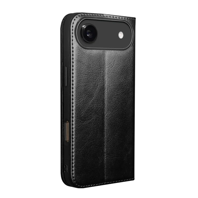 QIALINO Pour iPhone 17 Étui Portefeuille avec Support en Cuir de Vache Véritable - Noir