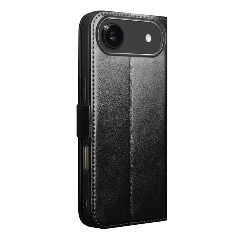 QIALINO Per iPhone 17 Custodia Aria con Porta Carte Vera Pelle di Mucca Supporto Cover Telefono - Nero