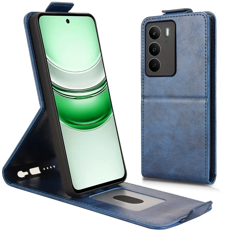 Pour Realme C71 4G Étui avec Support Fermoir Magnétique Rabat Vertical en Cuir avec Porte-Cartes - Bleu Foncé