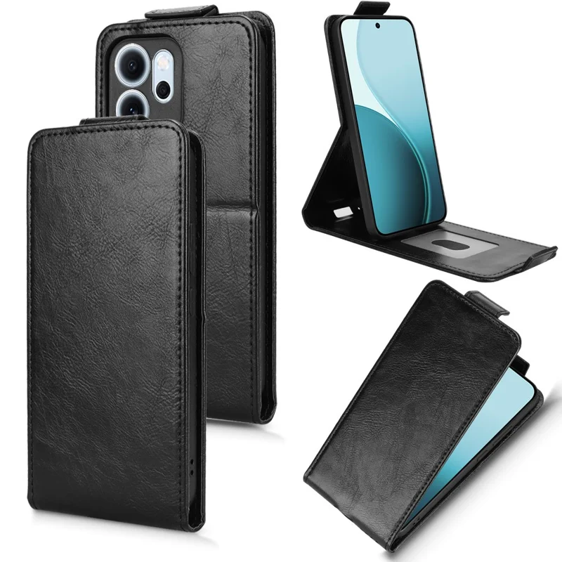 Per Oppo Reno14 F 5G Cover a Portafoglio con Supporto, Chiusura Magnetica, Flip Verticale in Pelle con Porta Carte - Nero