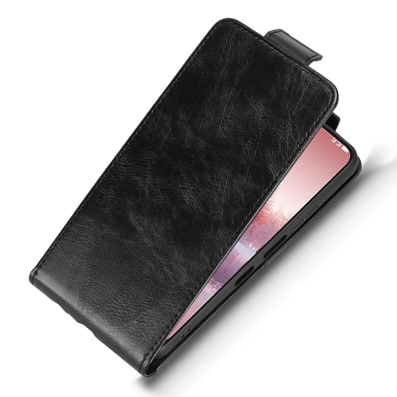 Étui de support magnétique pour TCL 60 SE NxtPaper 5G avec rabat vertical en cuir et porte-carte - Noir