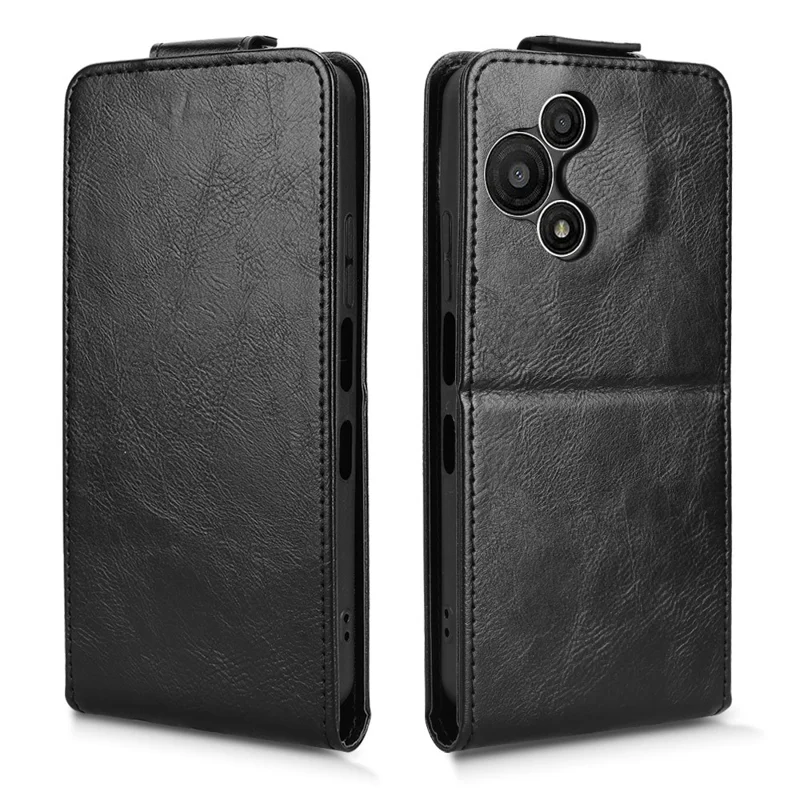 Étui de support magnétique pour TCL 60 SE NxtPaper 5G avec rabat vertical en cuir et porte-carte - Noir