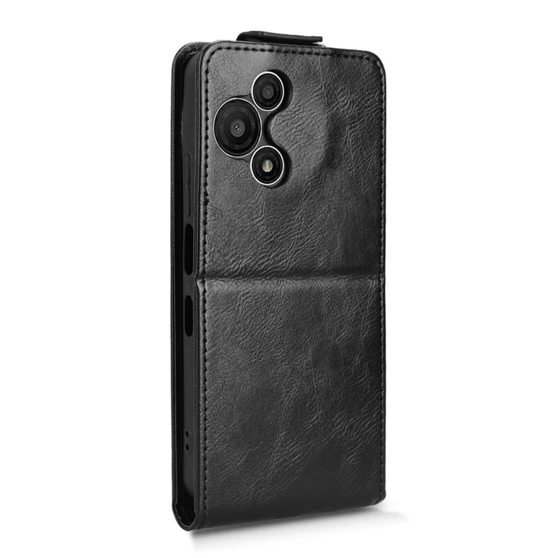 Étui de support magnétique pour TCL 60 SE NxtPaper 5G avec rabat vertical en cuir et porte-carte - Noir