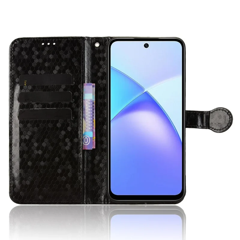 Für TECNO Pop 10 / Infinix Smart 10 Brieftasche Hülle mit Punktmuster Prägung PU-Leder Handyhülle mit Handschlaufe - Schwarz