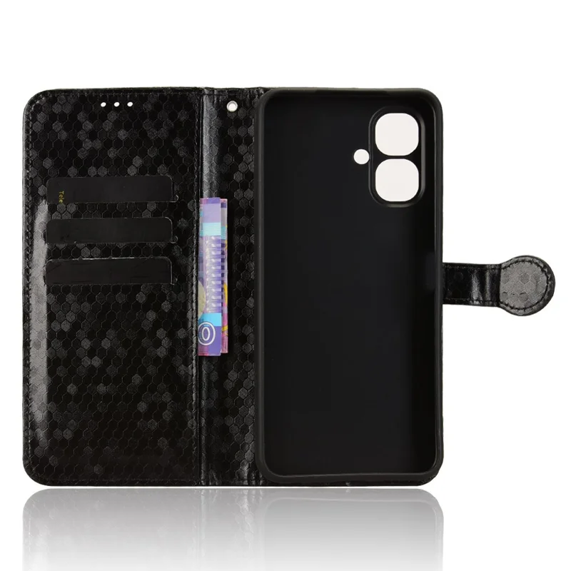 Für TECNO Pop 10 / Infinix Smart 10 Brieftasche Hülle mit Punktmuster Prägung PU-Leder Handyhülle mit Handschlaufe - Schwarz