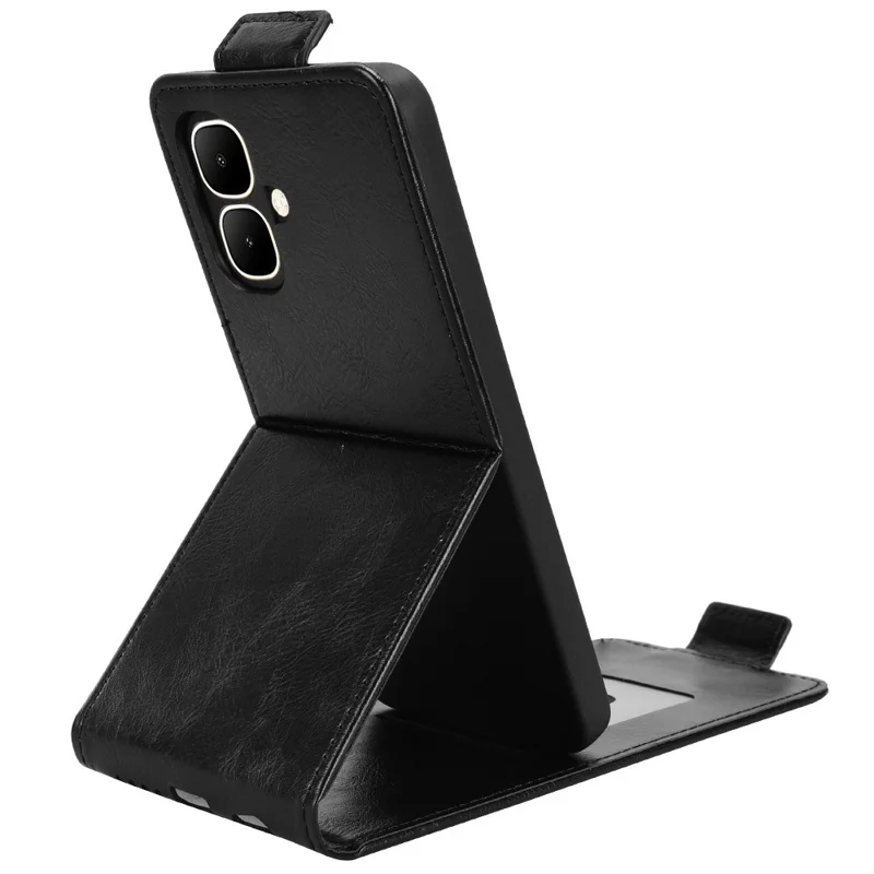 Für TECNO Pop 10 / Infinix Smart 10 Handyhülle mit Magnetverschluss Vertikale Klapphülle aus Leder mit Kartenfach - Schwarz