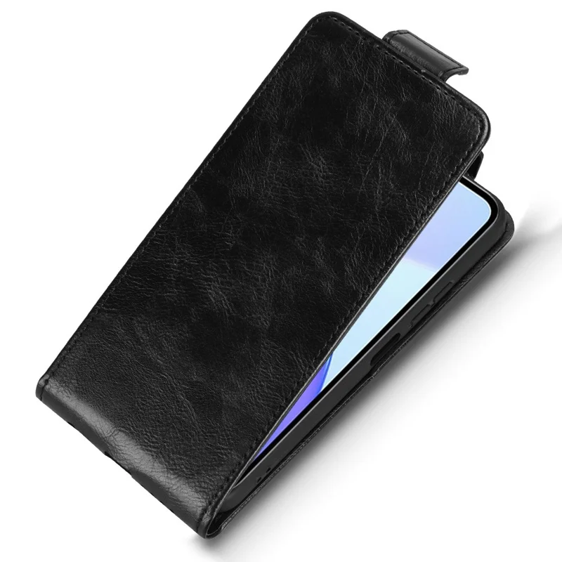 Für TECNO Pop 10 / Infinix Smart 10 Handyhülle mit Magnetverschluss Vertikale Klapphülle aus Leder mit Kartenfach - Schwarz