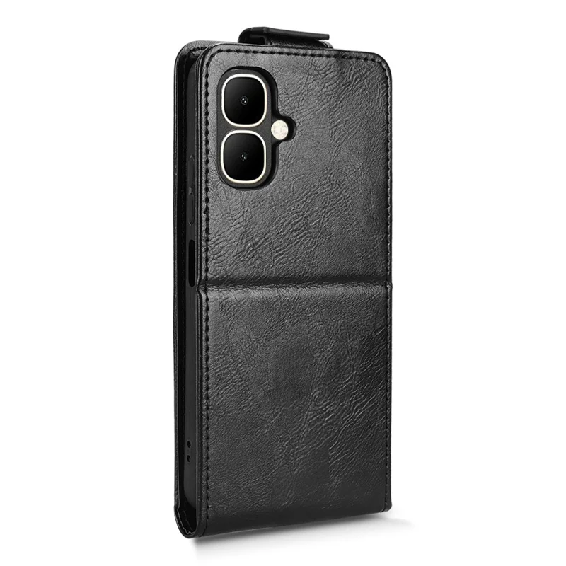 Für TECNO Pop 10 / Infinix Smart 10 Handyhülle mit Magnetverschluss Vertikale Klapphülle aus Leder mit Kartenfach - Schwarz