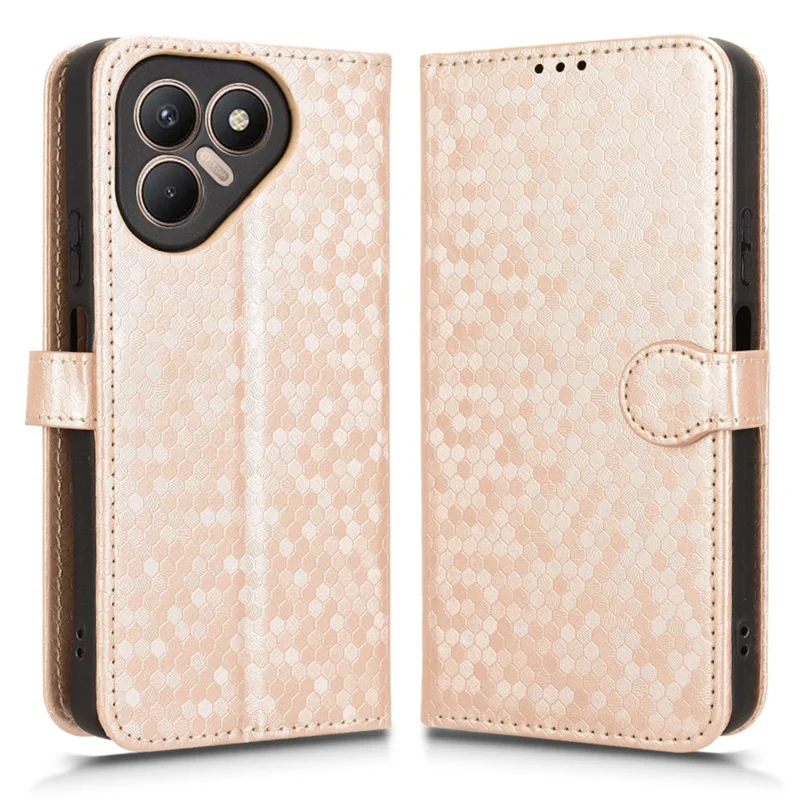 Für TECNO Pova 7 4G Geldbörsencase Punktmuster Prägung PU-Leder-Handyhülle mit Handgelenkband - Roségold