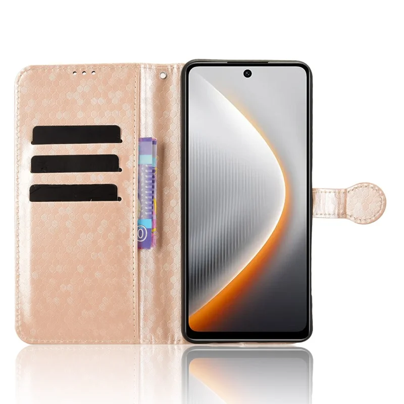 Für TECNO Pova 7 4G Geldbörsencase Punktmuster Prägung PU-Leder-Handyhülle mit Handgelenkband - Roségold