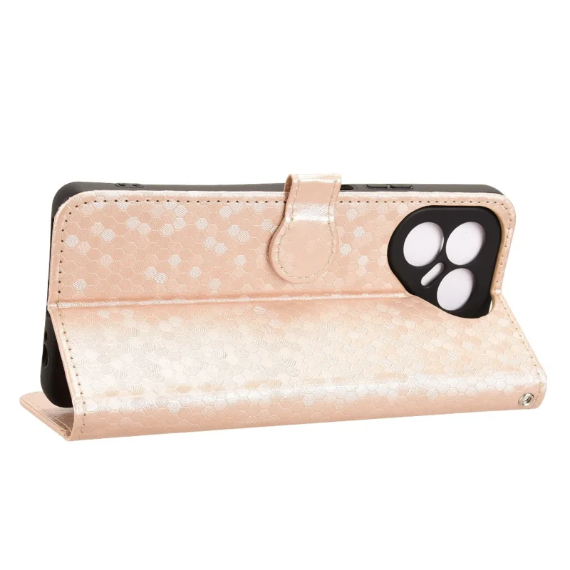 Für TECNO Pova 7 4G Geldbörsencase Punktmuster Prägung PU-Leder-Handyhülle mit Handgelenkband - Roségold