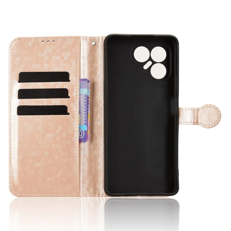 Für TECNO Pova 7 4G Geldbörsencase Punktmuster Prägung PU-Leder-Handyhülle mit Handgelenkband - Roségold
