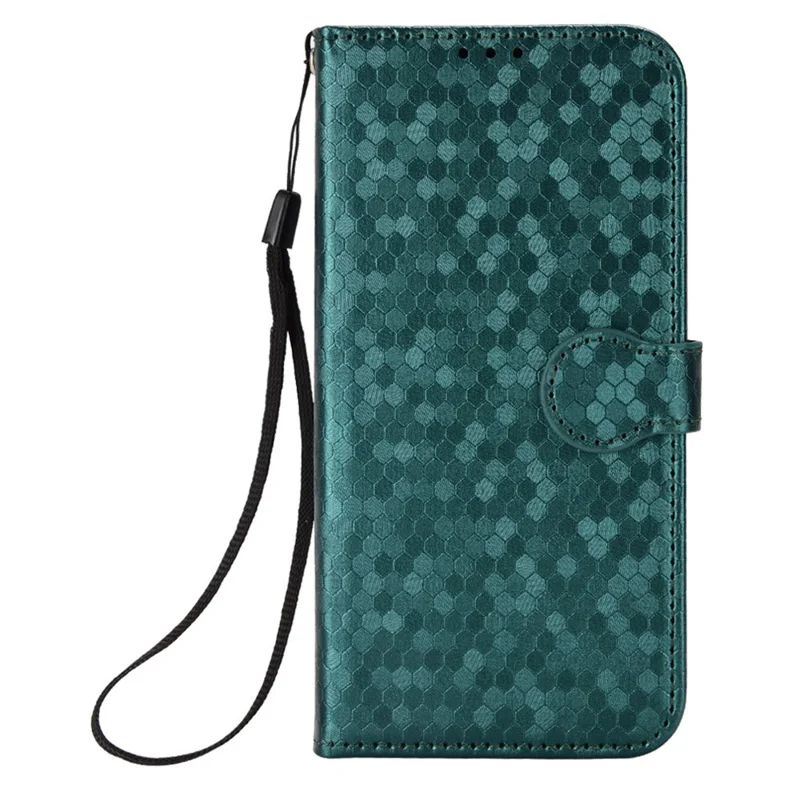 For TECNO Pova 7 4G Wallet Case Dot Pattern Imprint PU Leather Phone Cover with Wrist Strap - Green