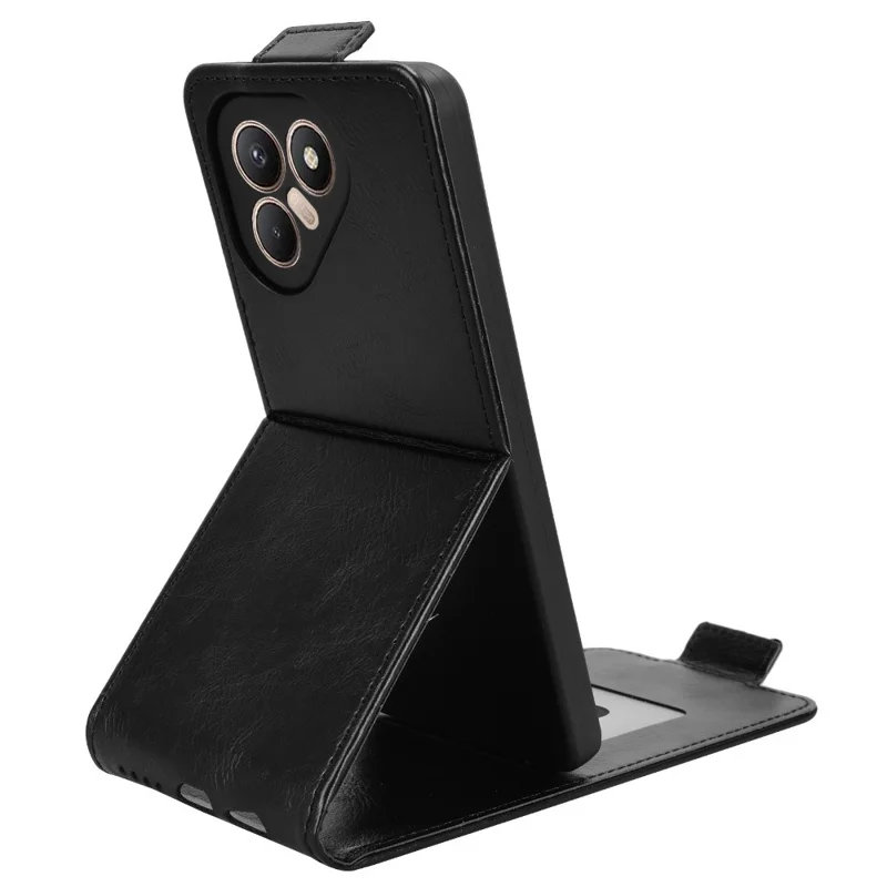 Für TECNO Pova 7 4G Standhülle Magnetverschluss Vertikale Flip-Lederhülle mit Kartenhalter - Schwarz
