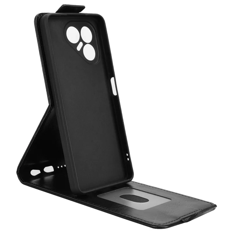 Für TECNO Pova 7 4G Standhülle Magnetverschluss Vertikale Flip-Lederhülle mit Kartenhalter - Schwarz