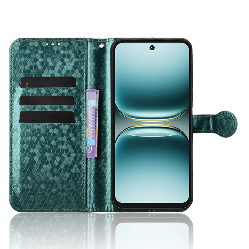 Para TECNO Spark Go 2 4G Capa de Carteira Estampa de Pontos Impressão em Couro PU com Alça de Pulso - Verde