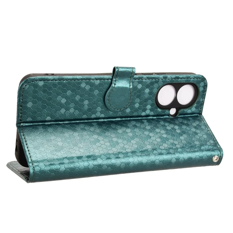 Para TECNO Spark Go 2 4G Capa de Carteira Estampa de Pontos Impressão em Couro PU com Alça de Pulso - Verde