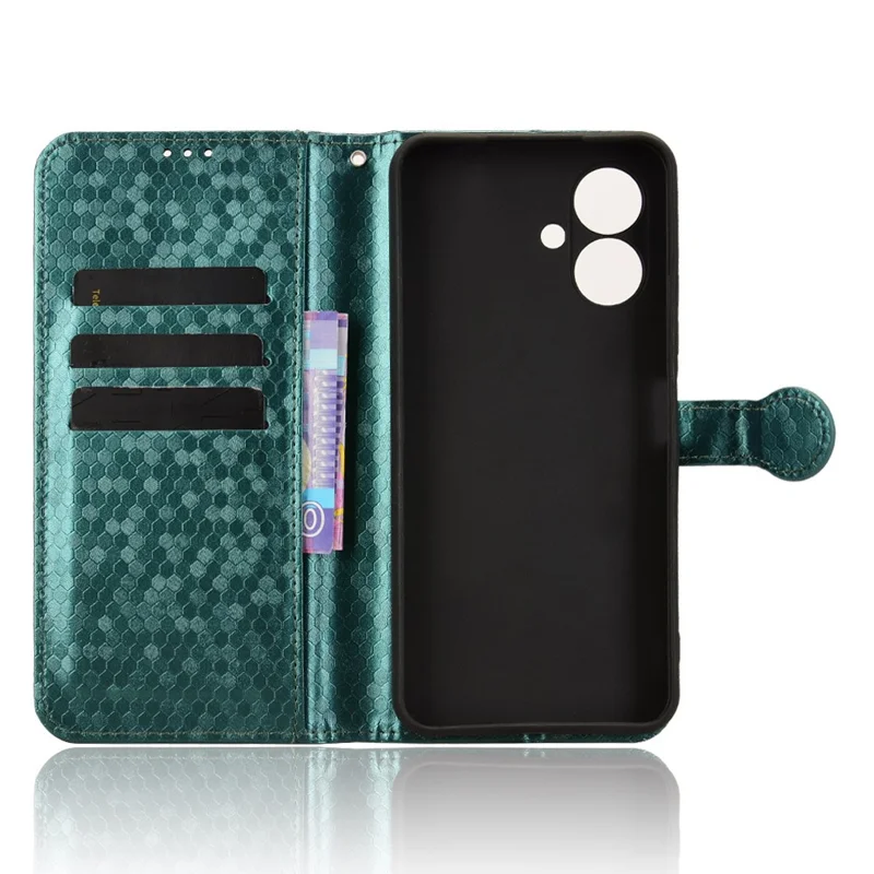 Para TECNO Spark Go 2 4G Capa de Carteira Estampa de Pontos Impressão em Couro PU com Alça de Pulso - Verde