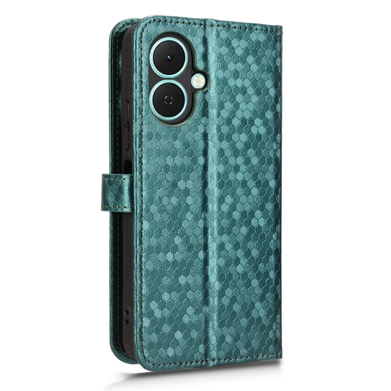 Para TECNO Spark Go 2 4G Capa de Carteira Estampa de Pontos Impressão em Couro PU com Alça de Pulso - Verde