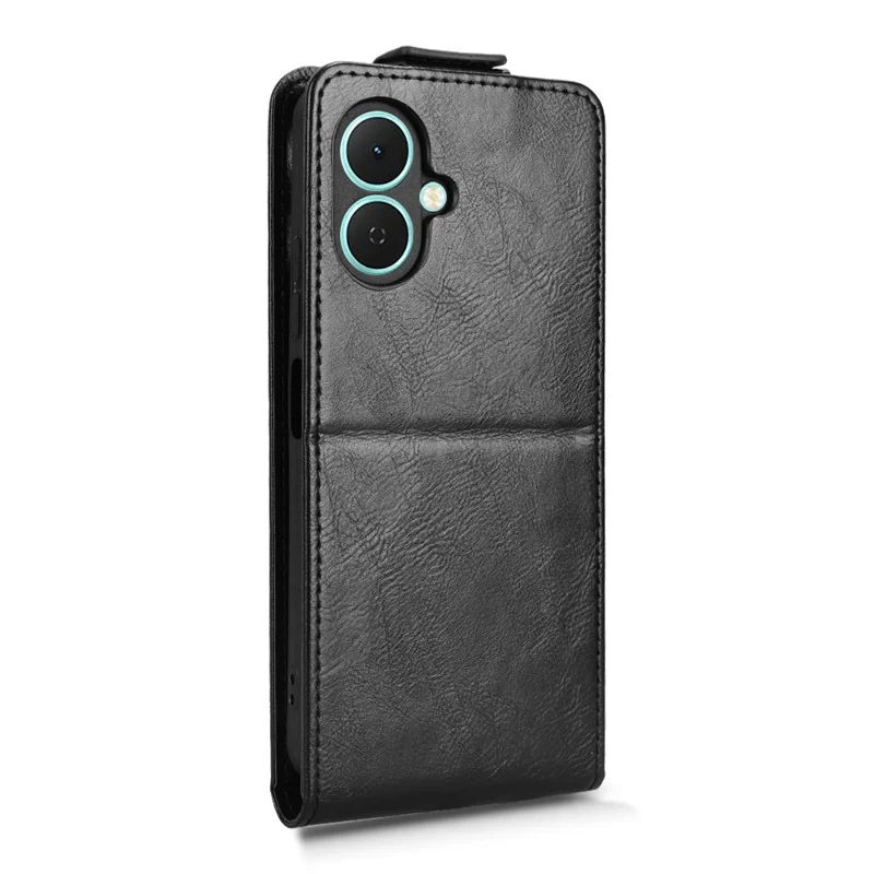 Чехол-книжка для TECNO Spark Go 2 4G с магнитной застежкой, вертикальным откидным дизайном и отделением для карт - Черный