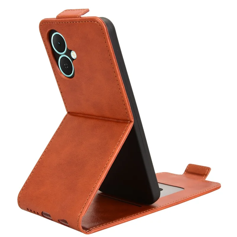 For TECNO Spark Go 2 4G Stand Case Magnetic Clasp Vertical Flip Leather Phone Cover with Card Holder - Orange