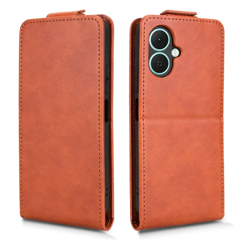 For TECNO Spark Go 2 4G Stand Case Magnetic Clasp Vertical Flip Leather Phone Cover with Card Holder - Orange