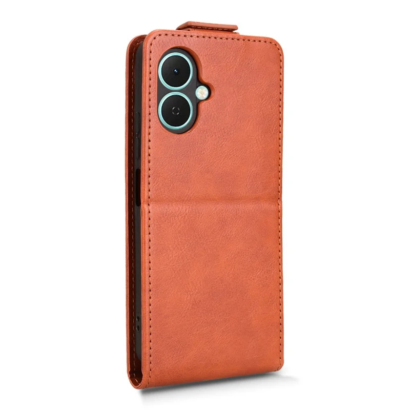 For TECNO Spark Go 2 4G Stand Case Magnetic Clasp Vertical Flip Leather Phone Cover with Card Holder - Orange