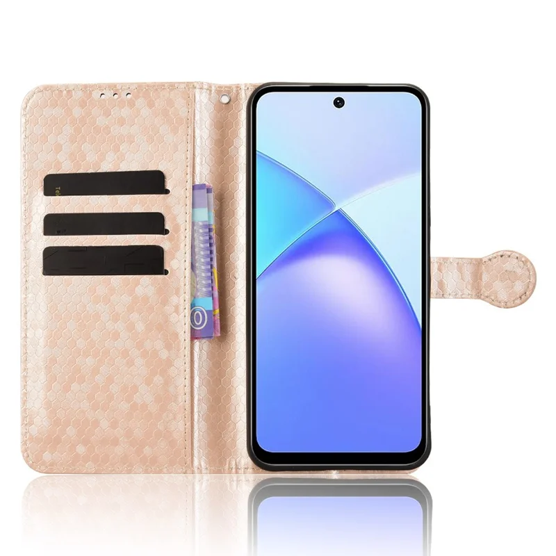 For Infinix Smart 10 Plus Wallet Case Dot Pattern Imprint PU Leather Phone Cover with Wrist Strap - Rose Gold
