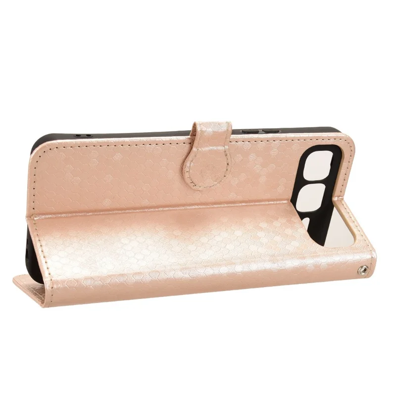 For Infinix Smart 10 Plus Wallet Case Dot Pattern Imprint PU Leather Phone Cover with Wrist Strap - Rose Gold