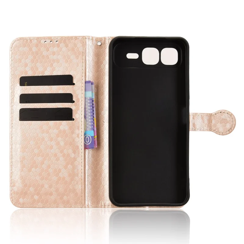 For Infinix Smart 10 Plus Wallet Case Dot Pattern Imprint PU Leather Phone Cover with Wrist Strap - Rose Gold