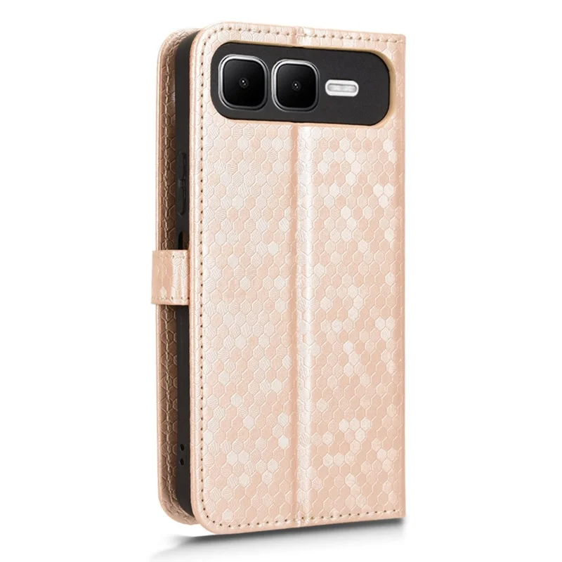 For Infinix Smart 10 Plus Wallet Case Dot Pattern Imprint PU Leather Phone Cover with Wrist Strap - Rose Gold