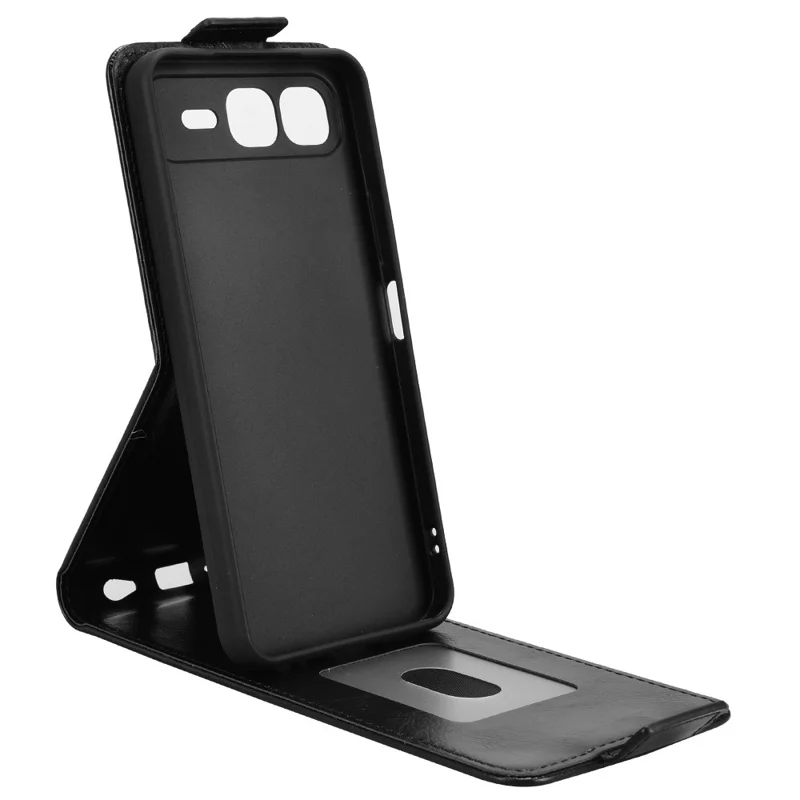 For Infinix Smart 10 Plus Stand Case Magnetic Clasp Vertical Flip Leather Phone Cover with Card Holder - Black