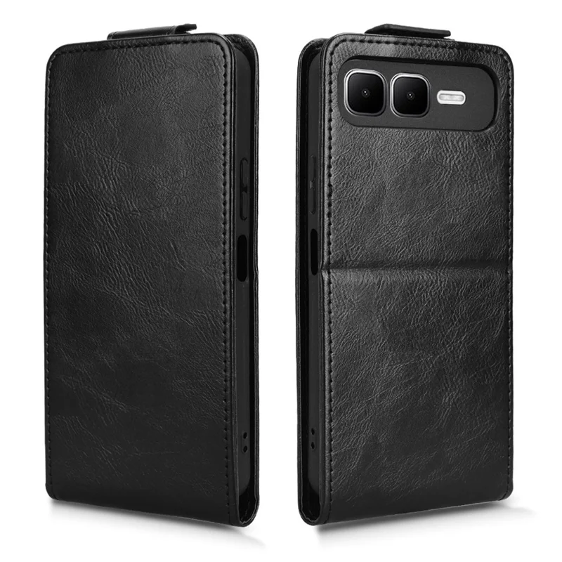 For Infinix Smart 10 Plus Stand Case Magnetic Clasp Vertical Flip Leather Phone Cover with Card Holder - Black