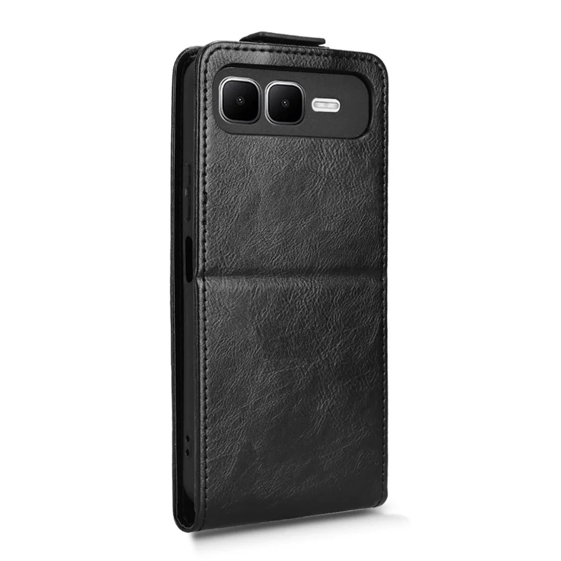 For Infinix Smart 10 Plus Stand Case Magnetic Clasp Vertical Flip Leather Phone Cover with Card Holder - Black