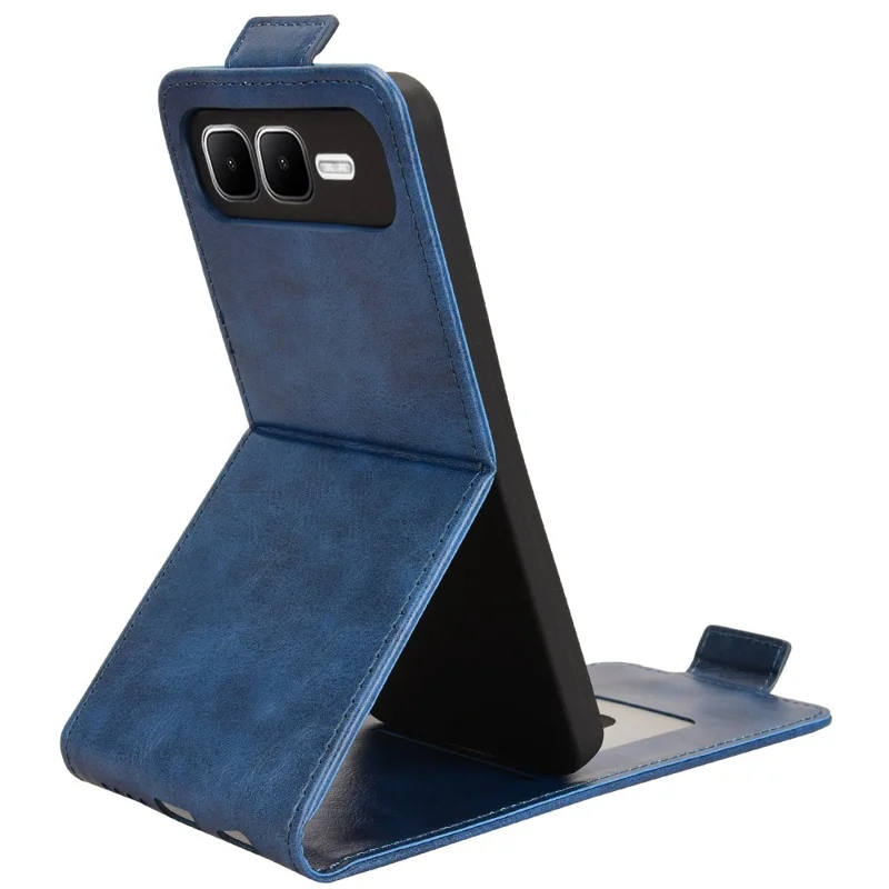 For Infinix Smart 10 Plus Stand Case Magnetic Clasp Vertical Flip Leather Phone Cover with Card Holder - Dark Blue