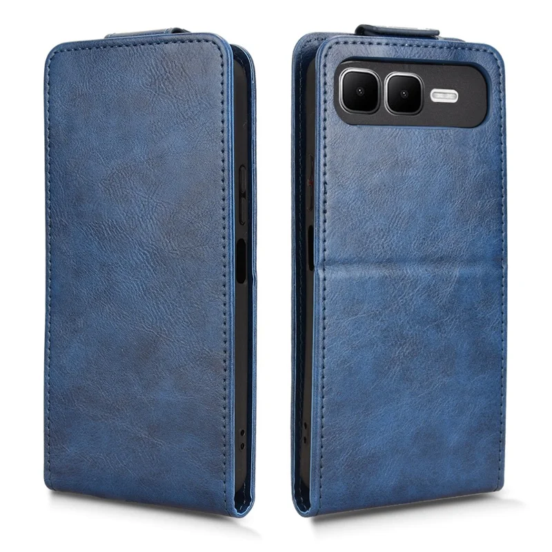 For Infinix Smart 10 Plus Stand Case Magnetic Clasp Vertical Flip Leather Phone Cover with Card Holder - Dark Blue