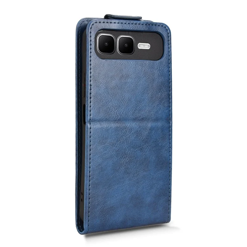 For Infinix Smart 10 Plus Stand Case Magnetic Clasp Vertical Flip Leather Phone Cover with Card Holder - Dark Blue